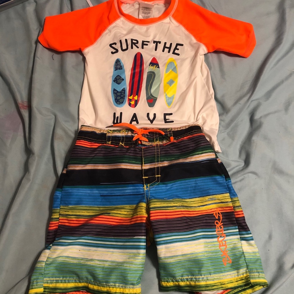 Boys bathing suit top and shorts set by sketchers